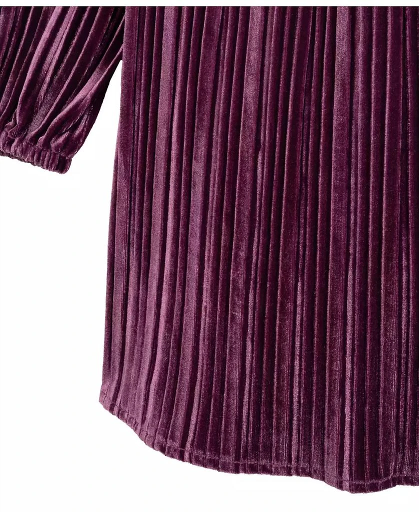 Rare Editions Big Girls Searington Road Pleated Velvet Baby Doll Dress 4