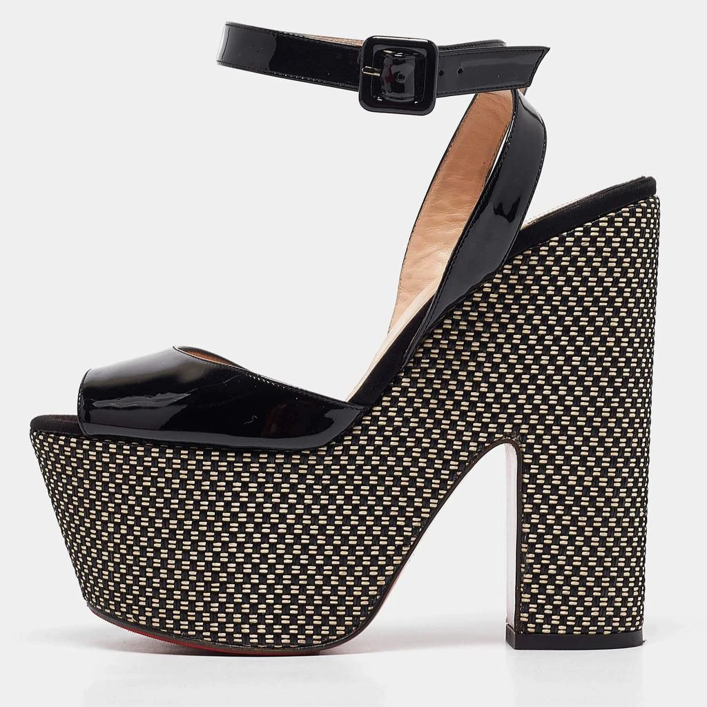 Christian Louboutin Christian Louboutin Black Patent Leather Platform Ankle Strap Sandals Size 37.5 1