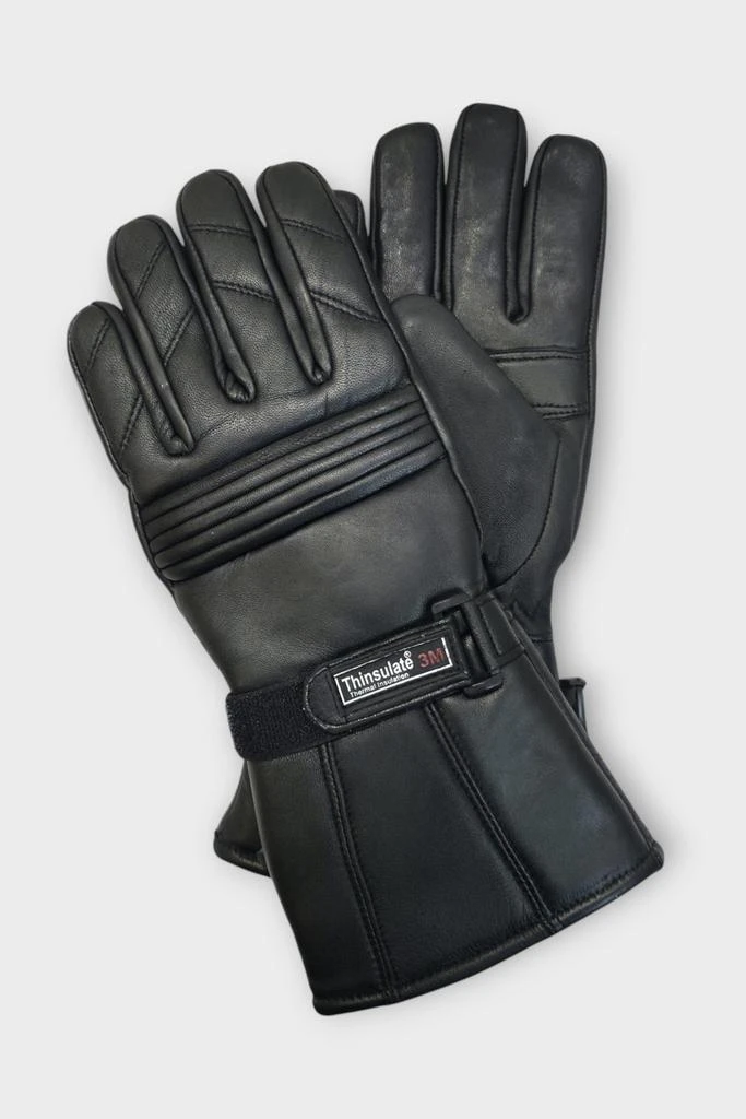 Infinity Leather Men's Thermal Motorbike Padded Black Leather Gloves Waterproof Winter Summer Biker Protection 1