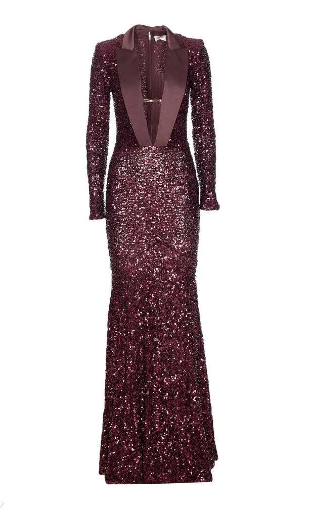 ELISABETTA FRANCHI Elisabetta Franchi V-Neck Sequin Embellished Maxi Dress 1