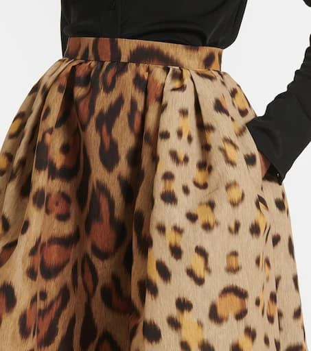 Oscar de la Renta Leopard-print faille midi skirt 4
