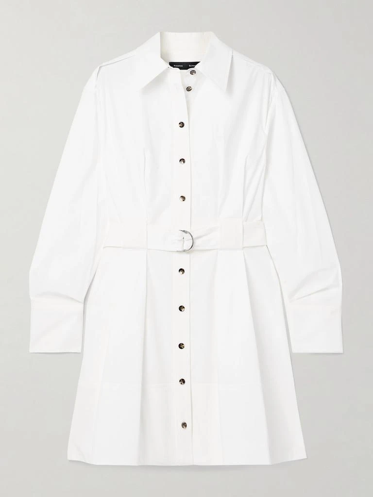 Proenza Schouler Viola 配腰带褶裥棉质混纺府绸迷你连衣裙  - US0 1