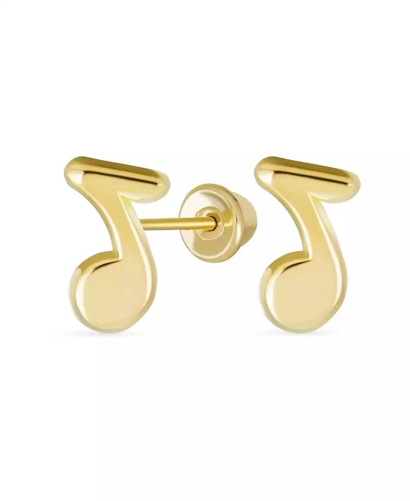Bling Jewelry Tiny Dainty Entertainer Music Notes Stud Earrings Musician Teacher Student 14K Yellow Gold Screw Back 1