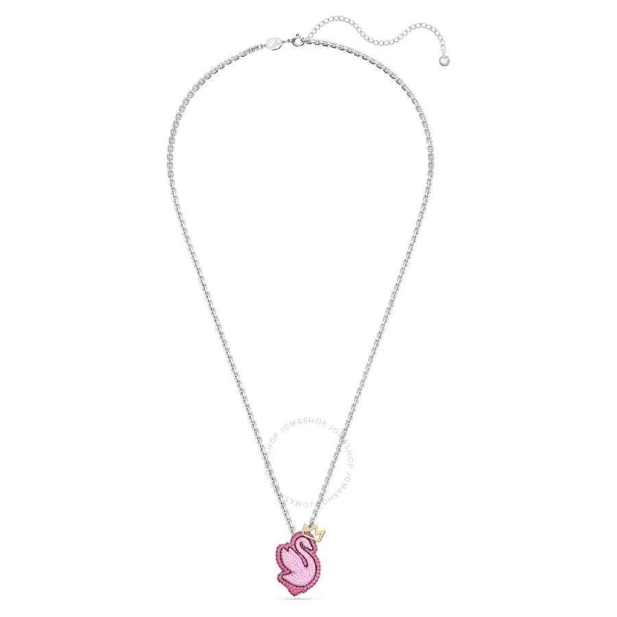 Swarovski Pink Swan Pendant Long Necklace 1