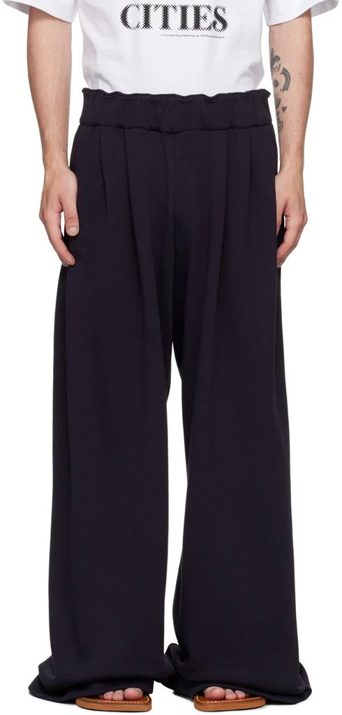 Dries Van Noten Navy Pleated Sweatpants 1