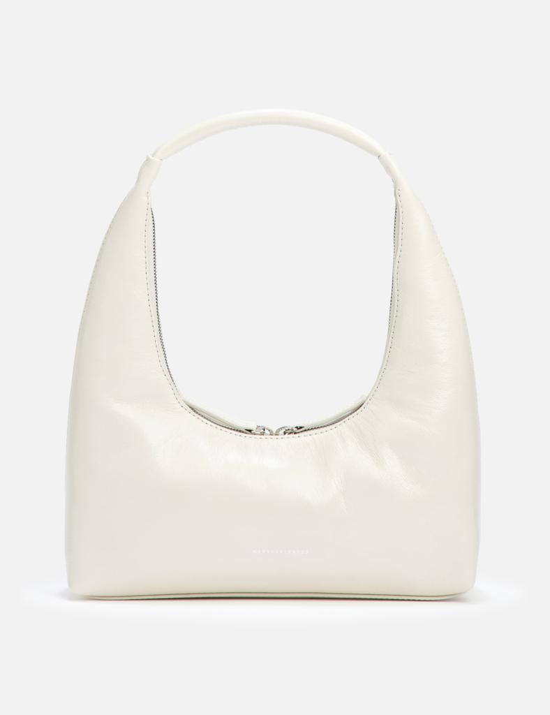 [Margesherwood] / ☆ HOBO MINI / beige crinkle Outpocket Hobo Mini Cream Glossy Plain by MARGESHERWOOD