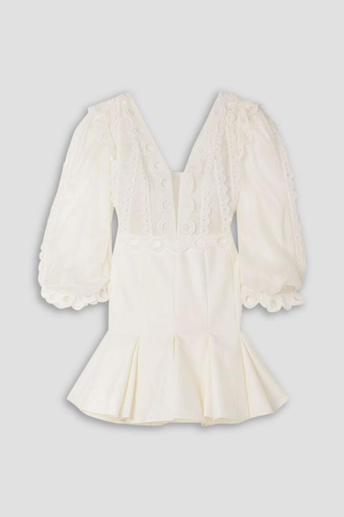 RIME ARODAKY Oia backless silk-organza, grain de poudre and broderie anglaise cotton mini dress
