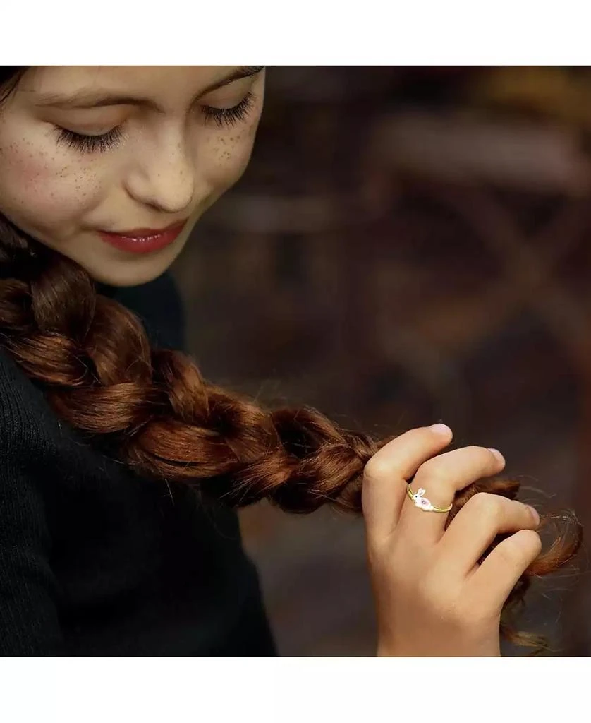 GiGiGirl 14k Gold Plated with pink 
white Bunny Rabbit Adjustable Ring 2