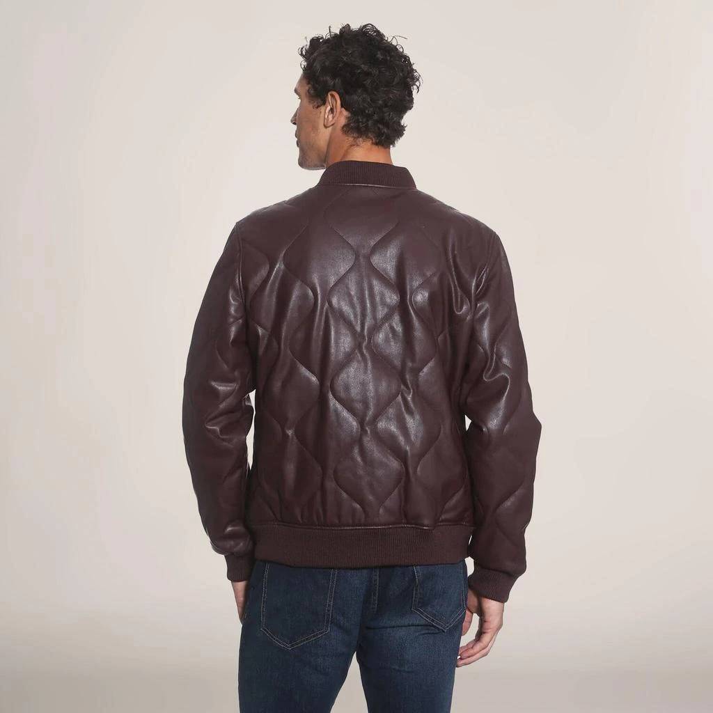 Members Only Men's Faux Leather Oval Quilted Bomber Jacket 2