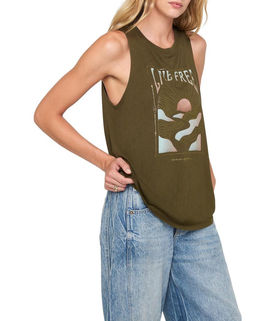 Spiritual Gangster Live Free Jade Muscle Tank