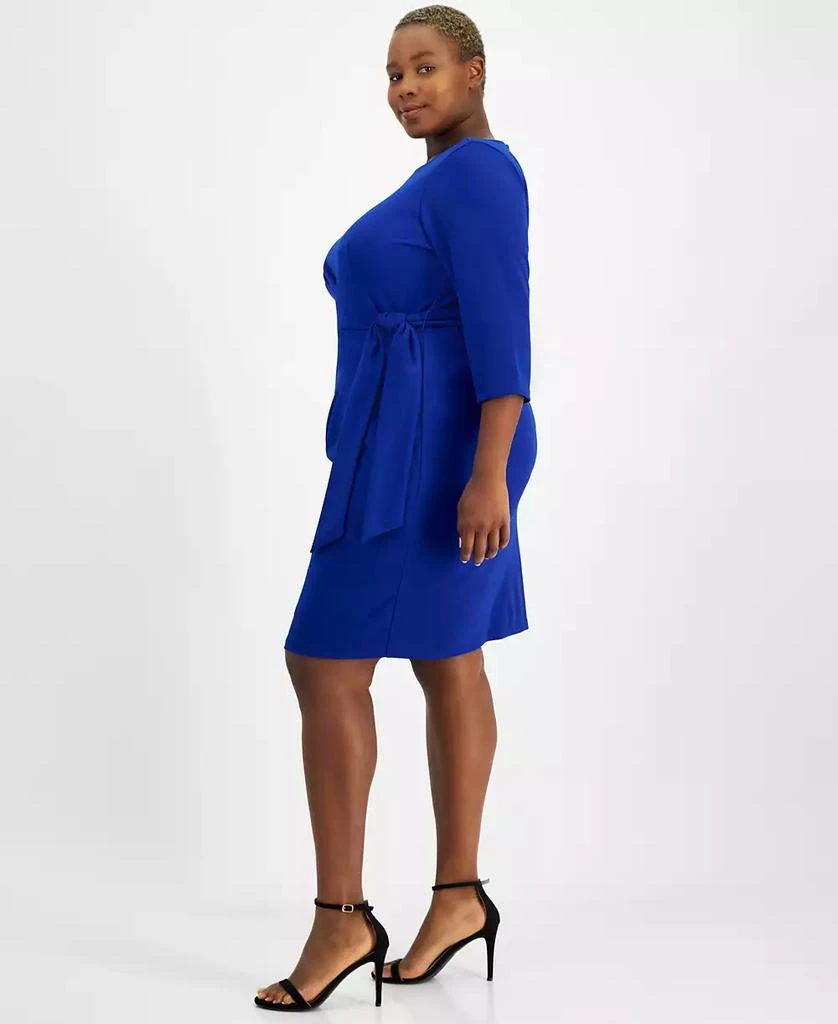 Tahari Plus Size Round-Neck Side-Tie Sheath Dress 2
