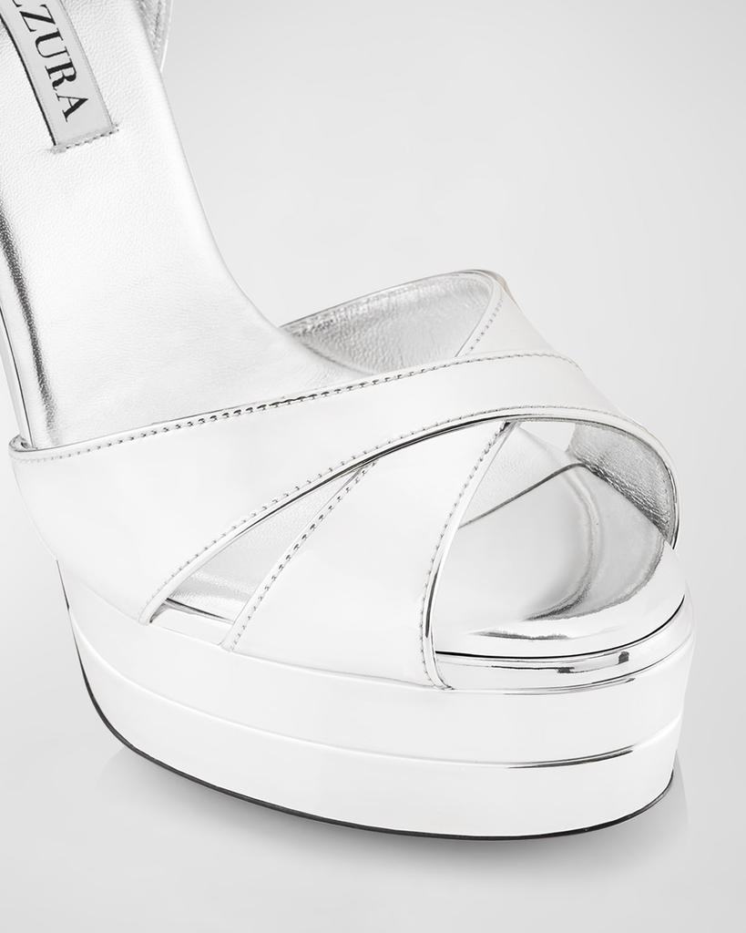 Aquazzura Divine Metallic Crisscross Platform Sandals