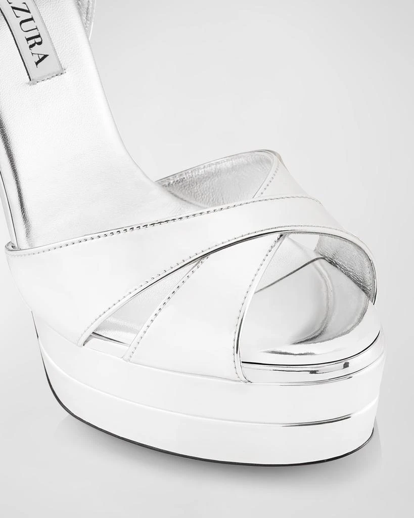 Aquazzura Divine Metallic Crisscross Platform Sandals 5