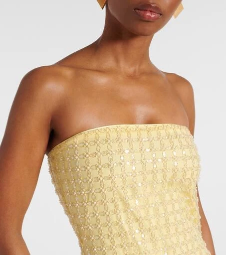 ROTATE Birger Christensen Embellished strapless gown 4