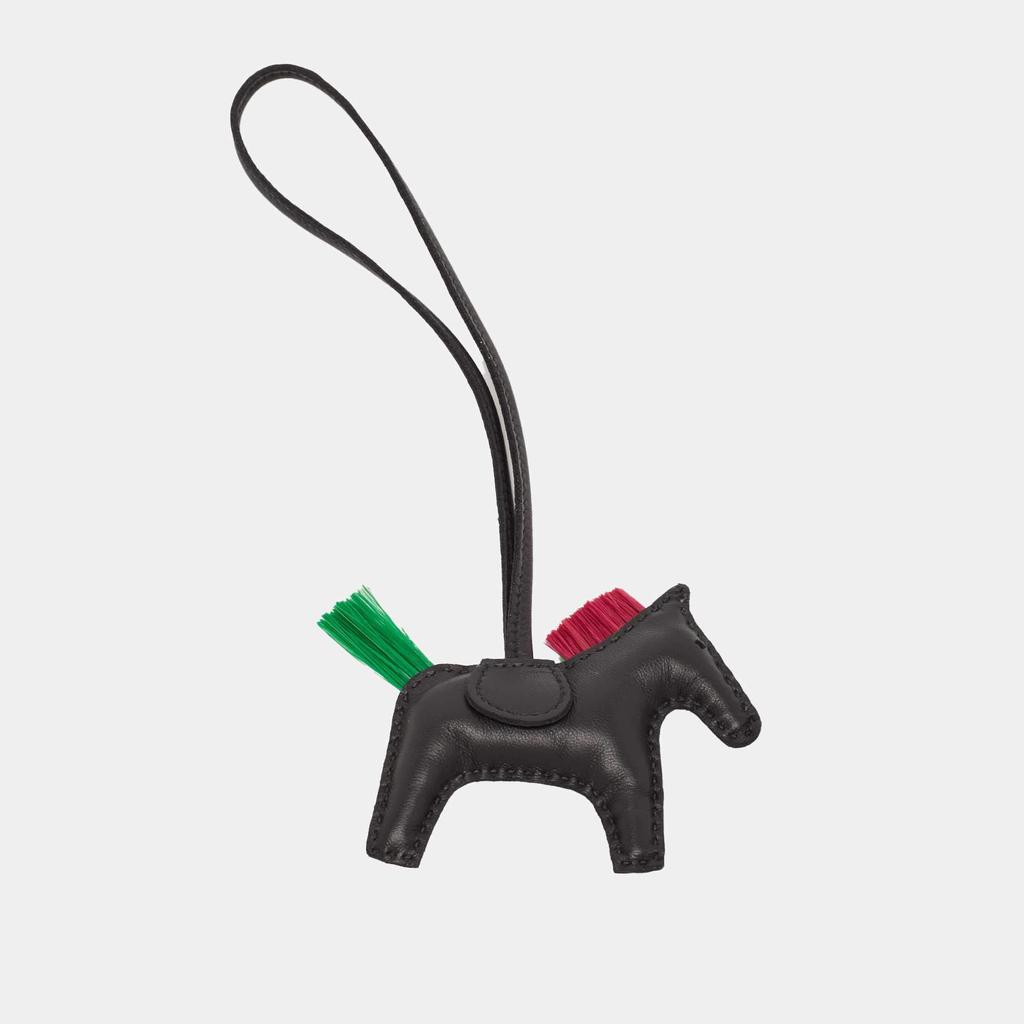 Hermes Hermes Noir/Menthe/Magnolia Leather and Horsehair Rodeo Crin Punk Bag Charm PM
