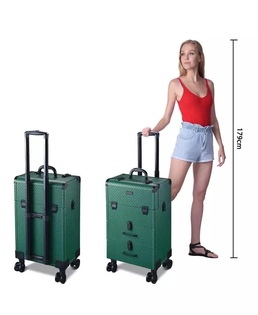 Byootique Rolling Makeup Train Case Cosmetic Organizer Trolley 2 Drawer Lockable 3