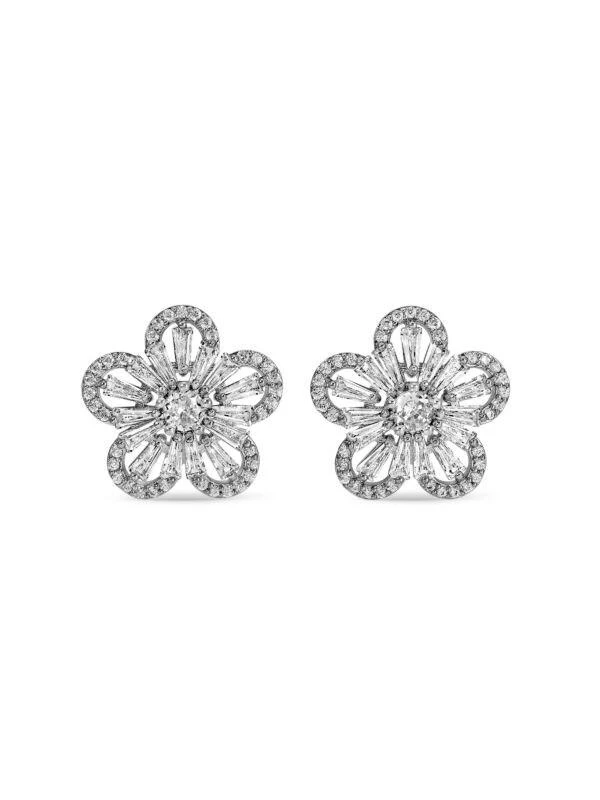 Eye Candy LA Luxe Charlotte Cubic Zirconia Flower Stud Earrings 1