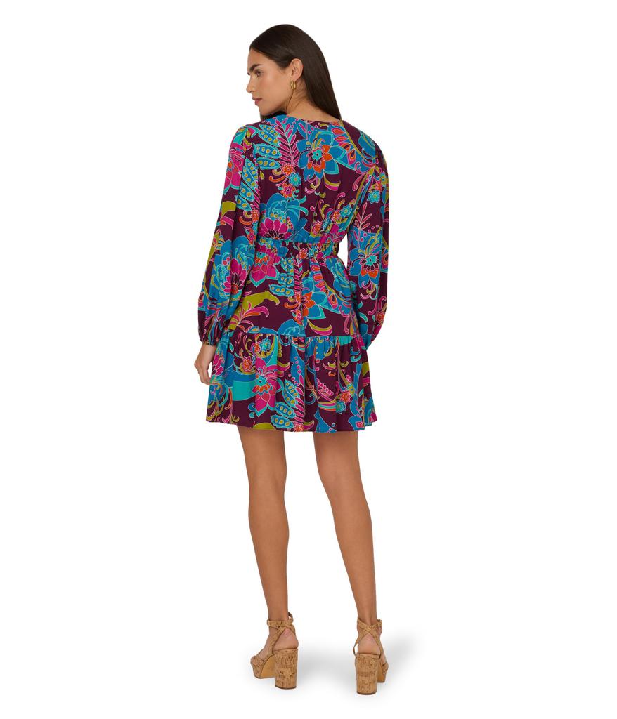 Adrianna Papell Printed Flounce Short Dress