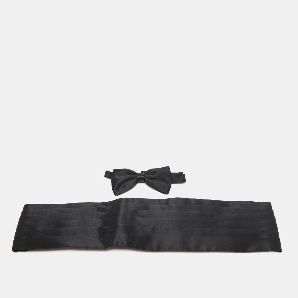 Brioni Black Silk Cummerbund And Bow Tie Set Xxl 1