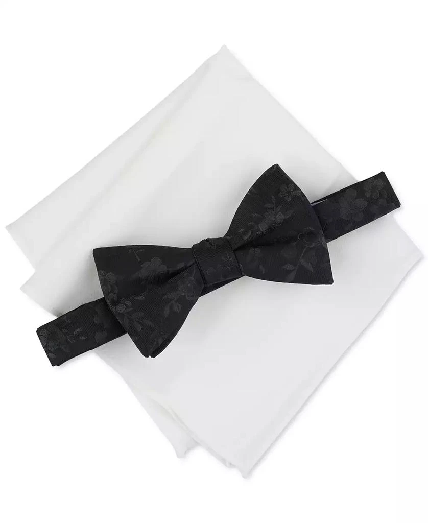 Bar III Men's Alton Floral Bow Tie & Solid Pocket Square Set, Created for Macy's 1
