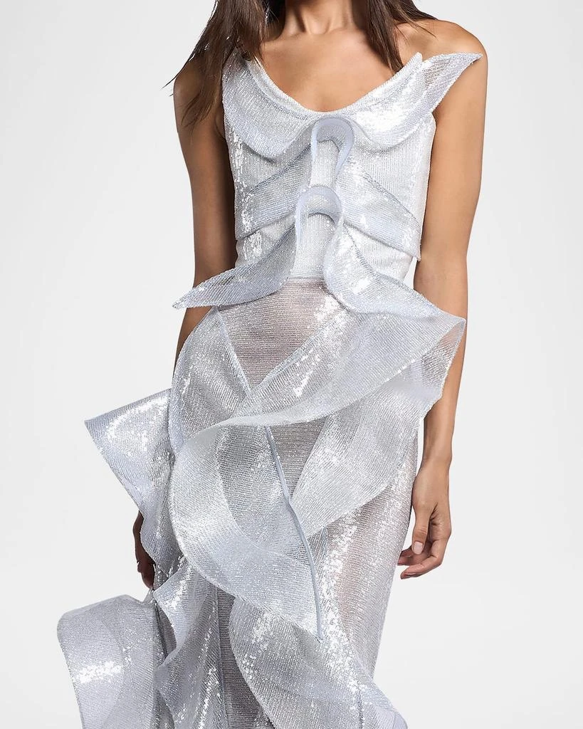 Maticevski Refraction Strapless Ruffle Sequin Trumpet Gown 5