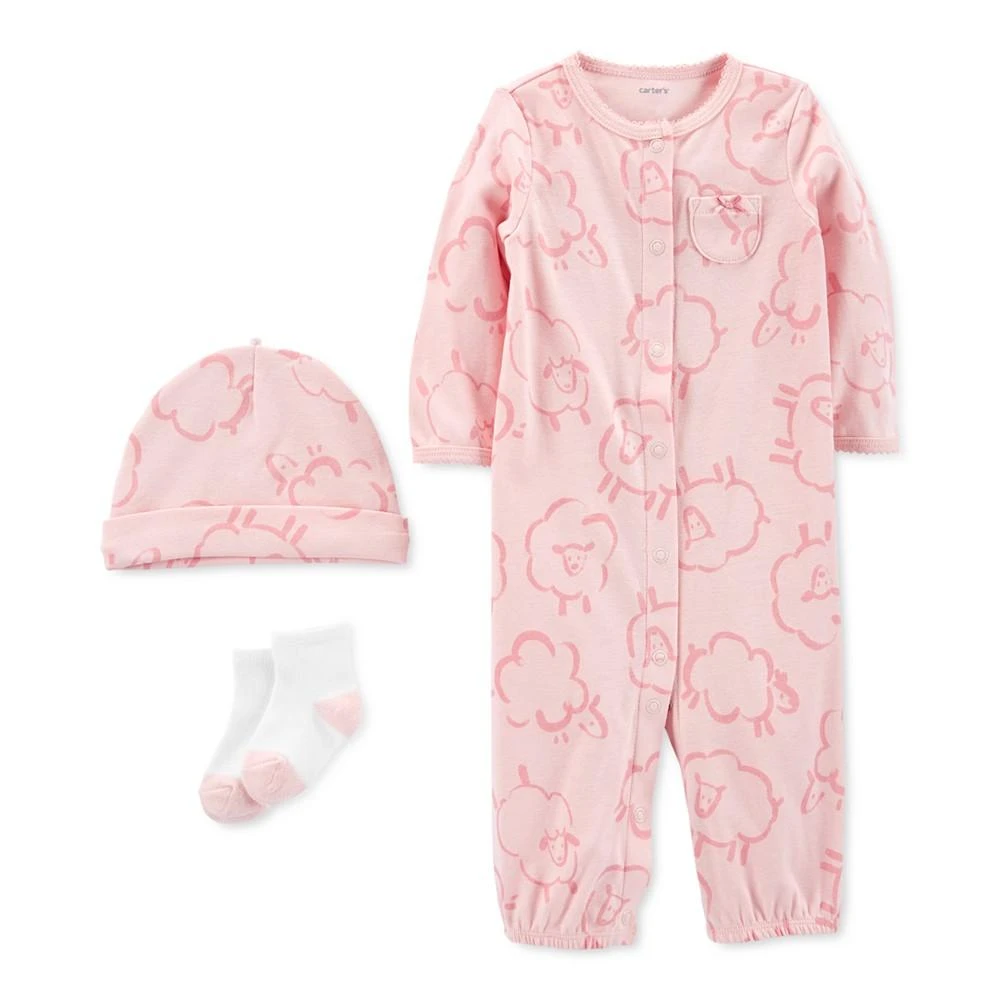 Carter's Baby Girls Take Me Home Gown with Hat and Socks, 3 Piece Set 1