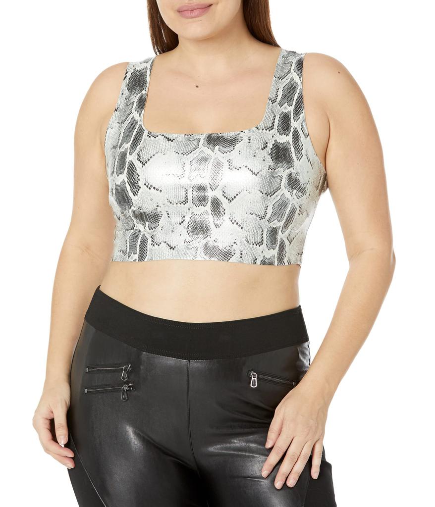 Commando Faux Leather Animal Square Neck Crop Top FLT101