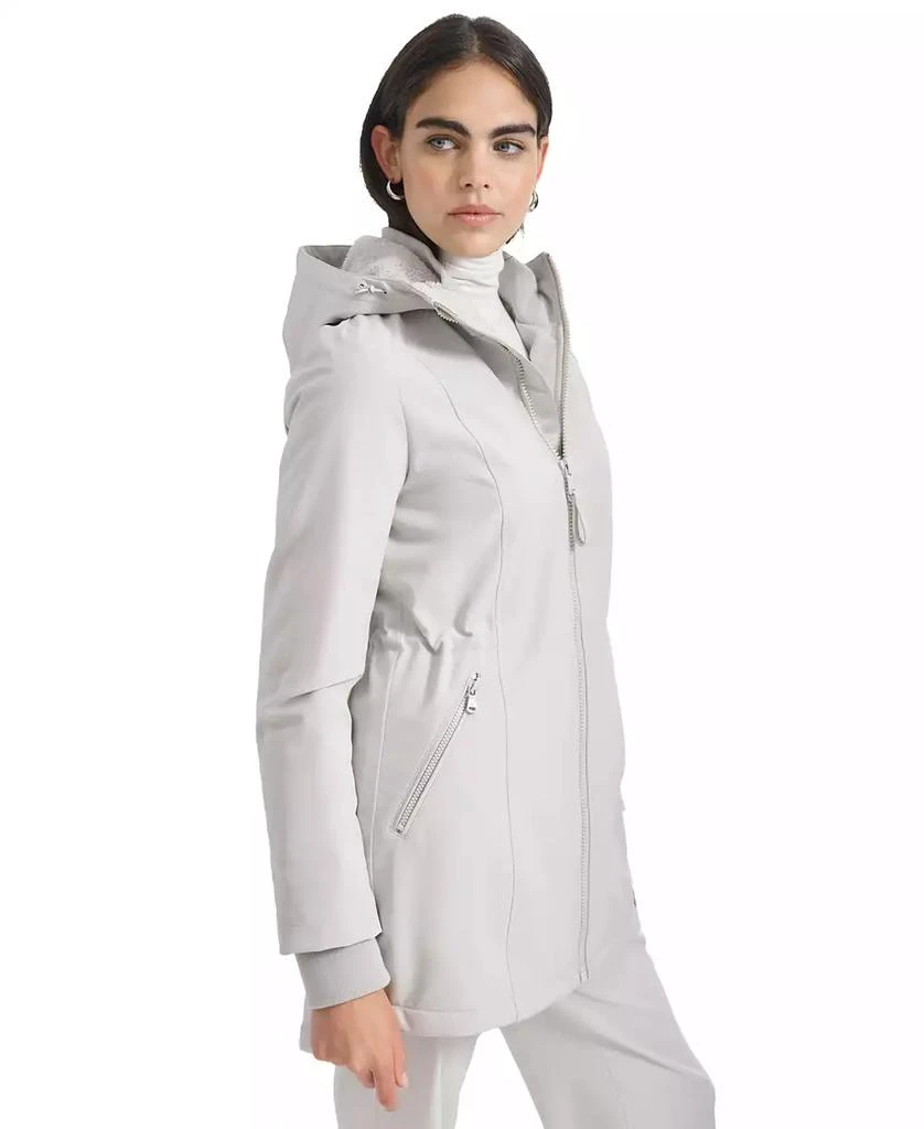 Calvin Klein Womens Hooded Faux-Fur-Lined Anorak Raincoat 3