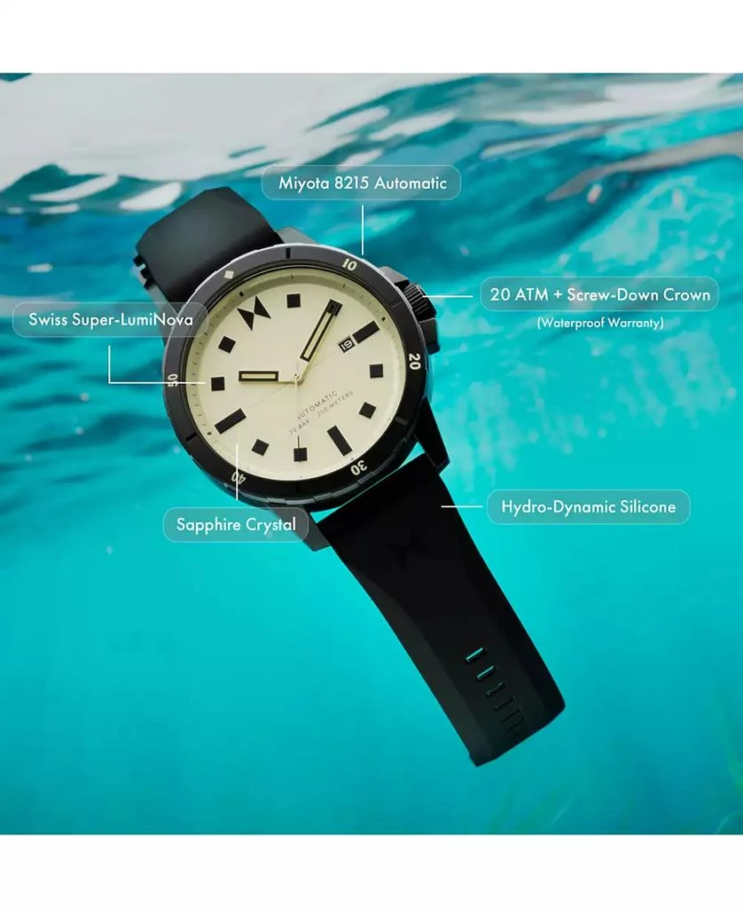 MVMT Men's Minimal Sport Automatic Black Silicone Strap Watch 45mm 4