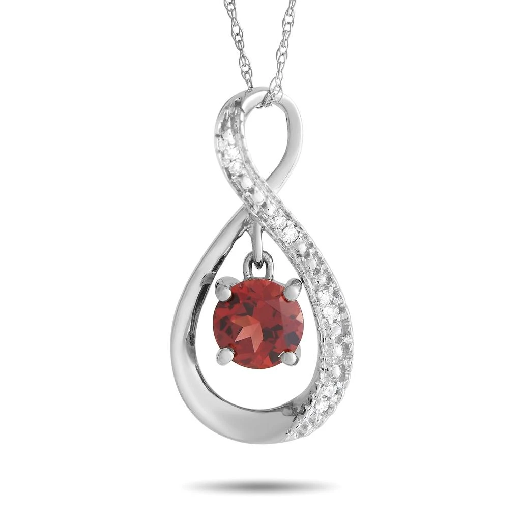 Non Branded 14K White Gold Diamond and 0.03ct Garnet Pendant Necklace PD4-15537WGA 1