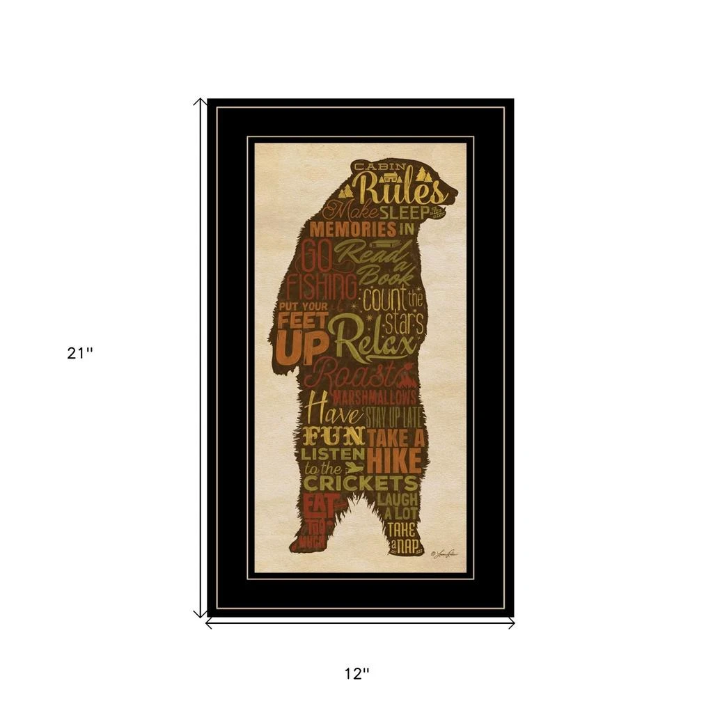 Hivvago Cabin Rules 5 Black Framed Print Wall Art 5