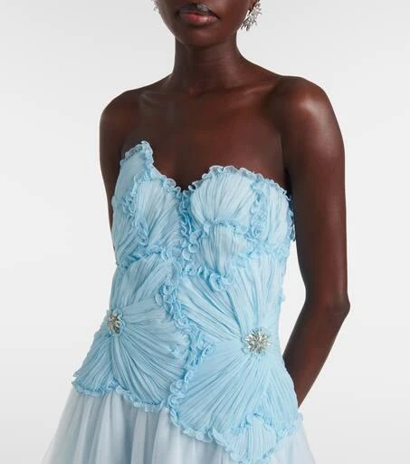 Costarellos Edra floral strapless tulle gown 4