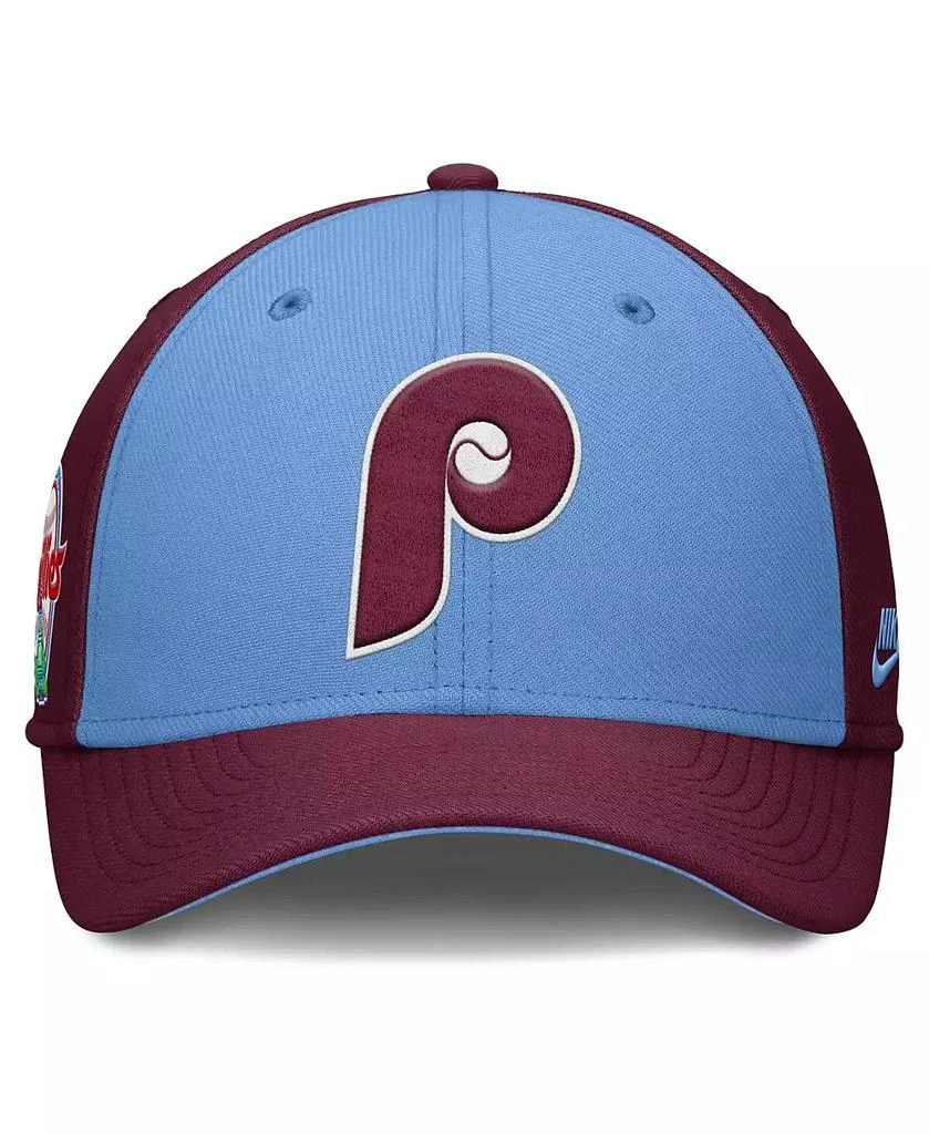 NIKE Men's Burgundy/Light Blue Philadelphia Phillies Rise Swoosh Performance Flex Hat 4