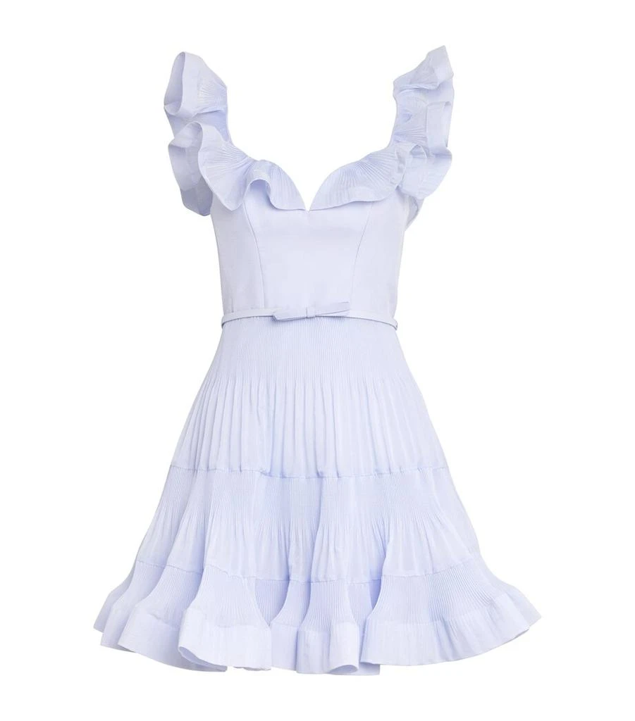 open lace back dress Cream and Black Polka Dot Pleated Sleeved Mini Dress