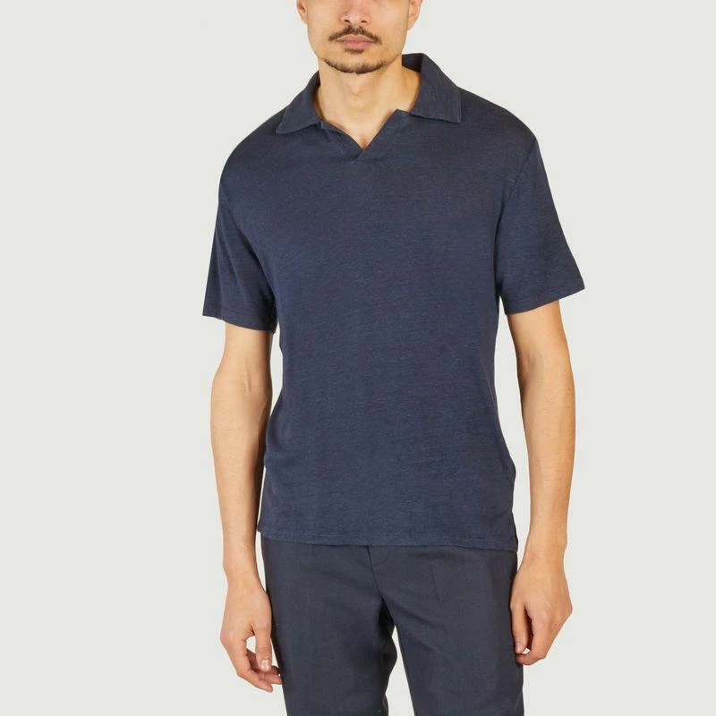 Officine Générale Simon linen polo shirt Night sky OFFICINE GÉNÉRALE 1