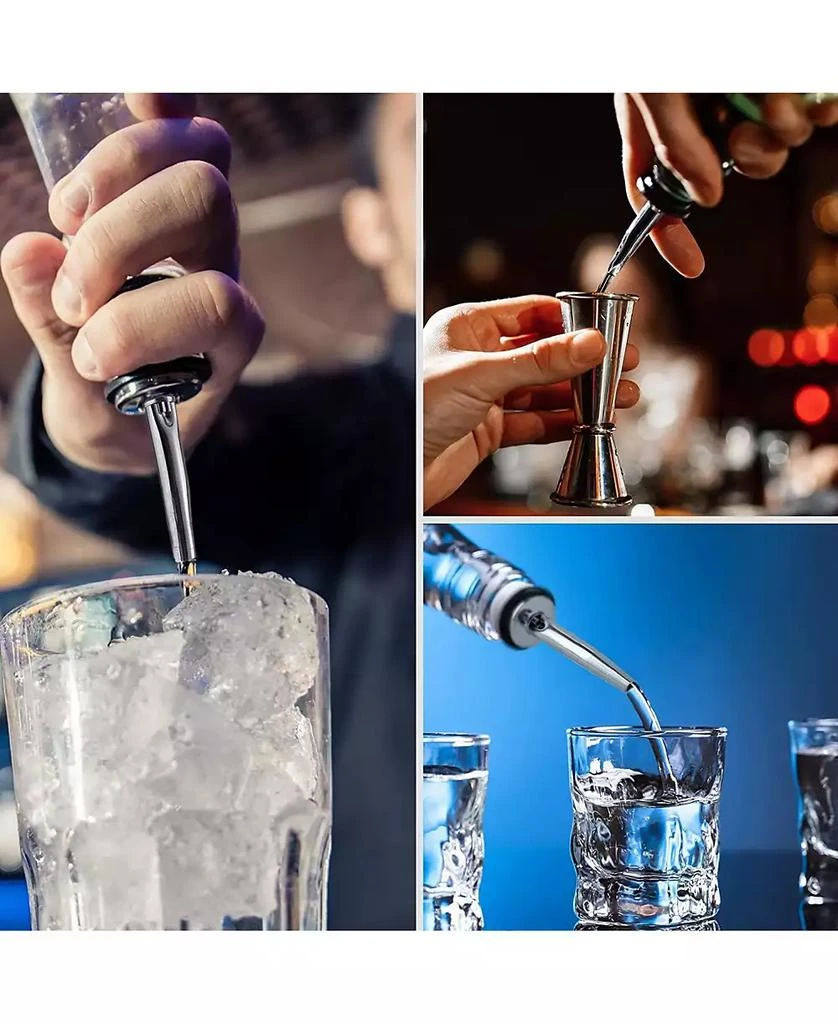 Zulay Kitchen Stainless Steel Liquor Pourers with Rubber Dust Caps - 6 Pack 8