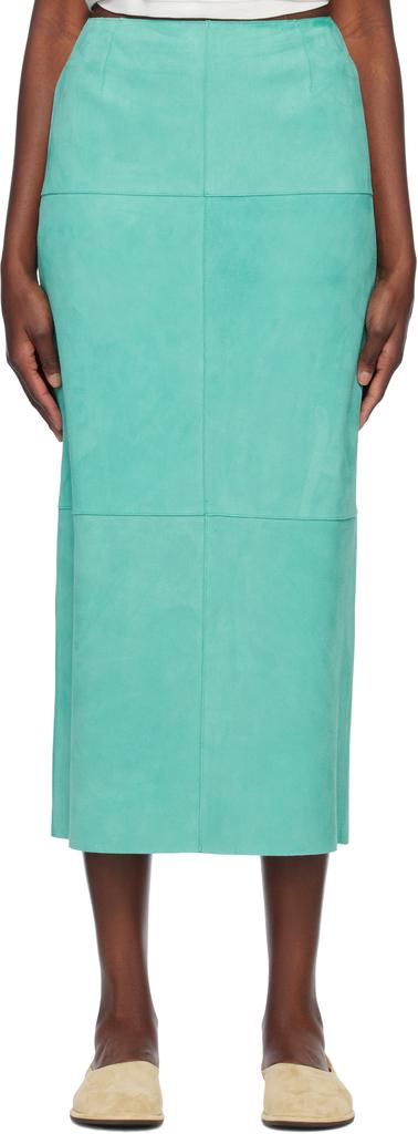 Shop Khaki Lama Shetland Wool Tweed Maxi Skirt on Sale at