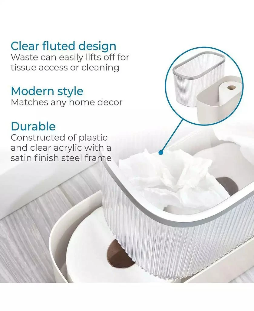 iDesign Plastic Bathroom Trash Can with Storage for Toiler Paper - Clear/Satin 4