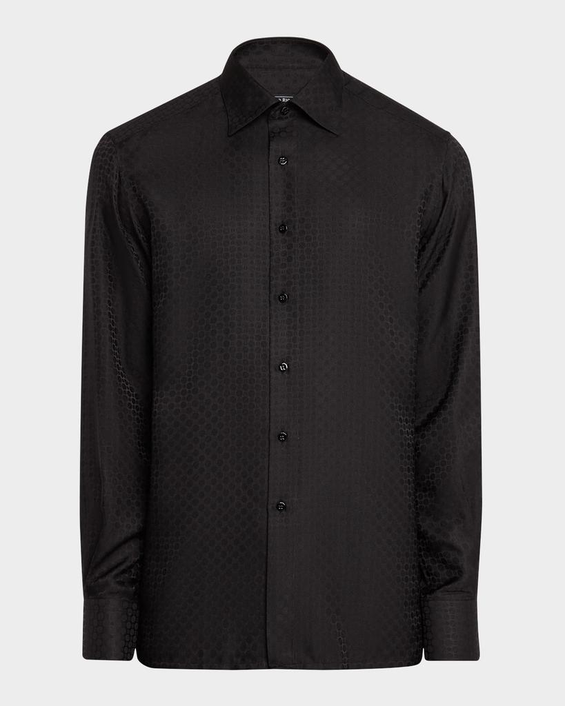 Stefano Ricci Men's Silk Geometric Jacquard Dress Shirt