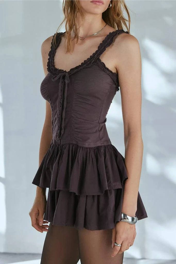 Ecote Ecote Olive Ruffled Drop Waist Milkmaid Mini Dress 2
