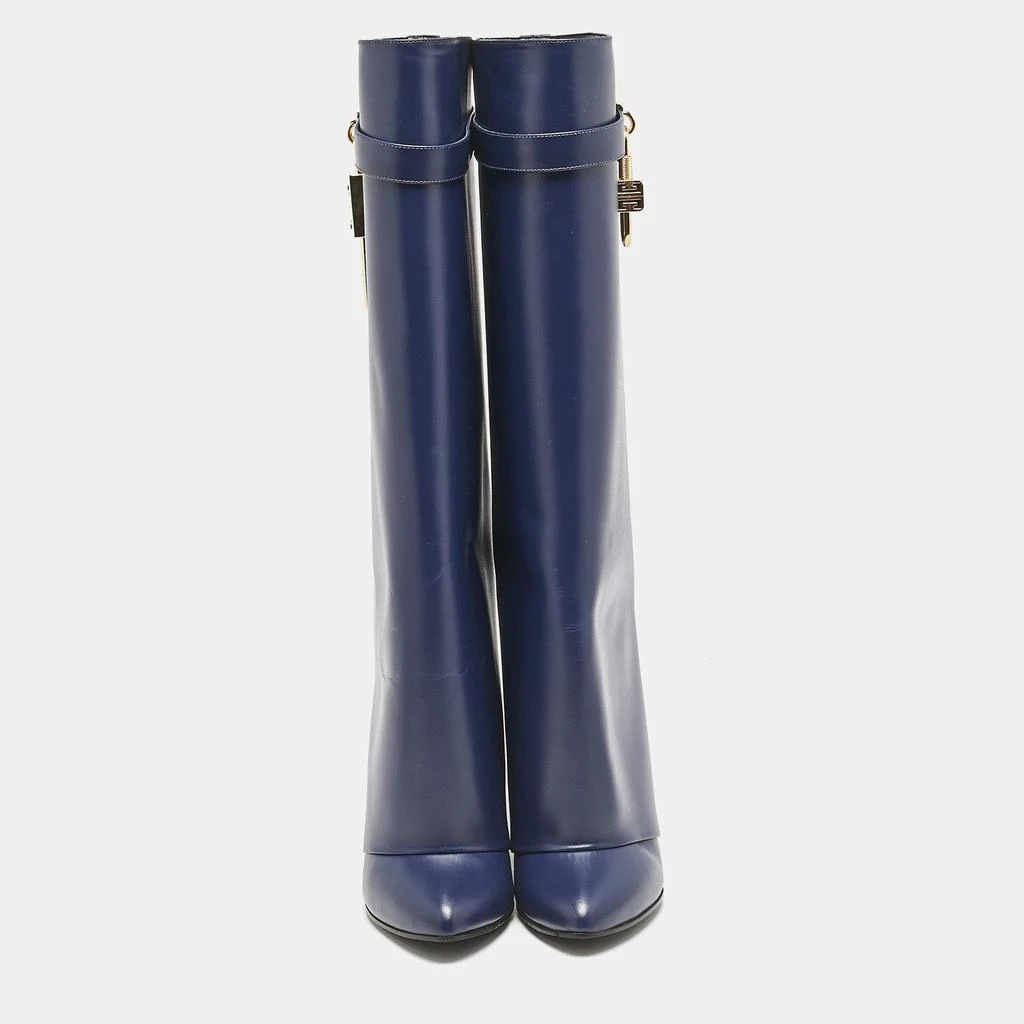 Givenchy Givenchy Navy Blue Leather Shark Lock Knee Length Boots Size 39 3