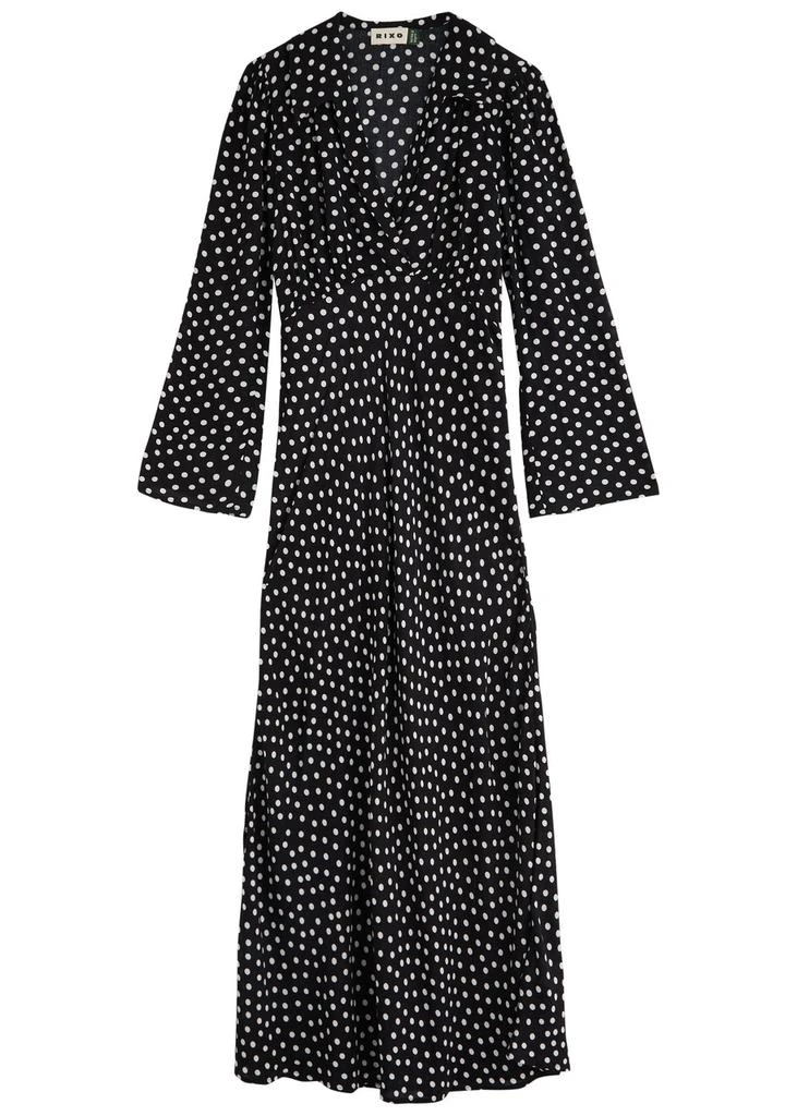 Rixo Lynne polka dot woven midi dress 1