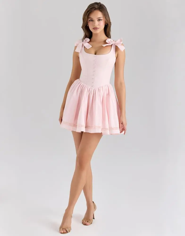 House of CB House of CB Lyla stretch cotton mini dress in pink 4