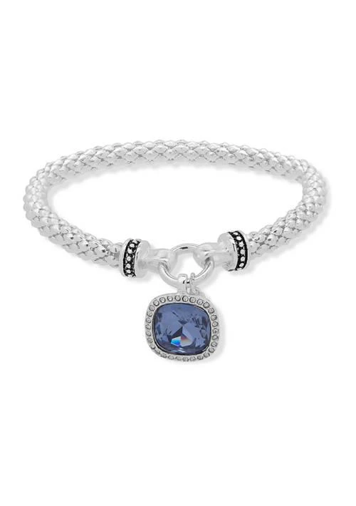 Nine West West Silver Tone Blue Stretch Boxed Bracelet 1