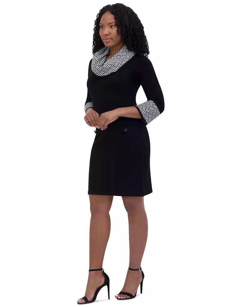 Jessica Howard Petite Cowl-Neck Contrast-Trim Sweater Dress 3