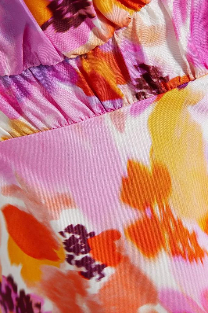 NICHOLAS Gathered floral-print satin-twill mini dress 4