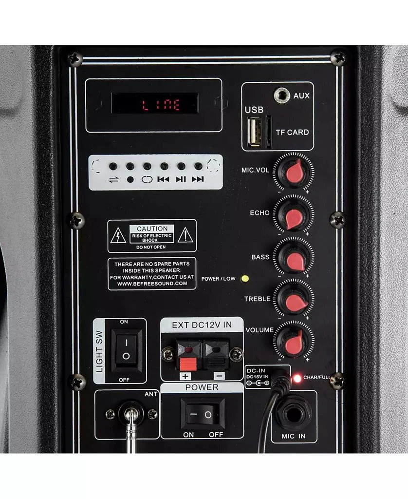 beFree Sound 12 Inch 2500 Watt Bluetooth Portable Party PA Speaker With Illuminating Lights and USB/MicroSD/AUX-in/FM Radio/DV12V Inputs 2