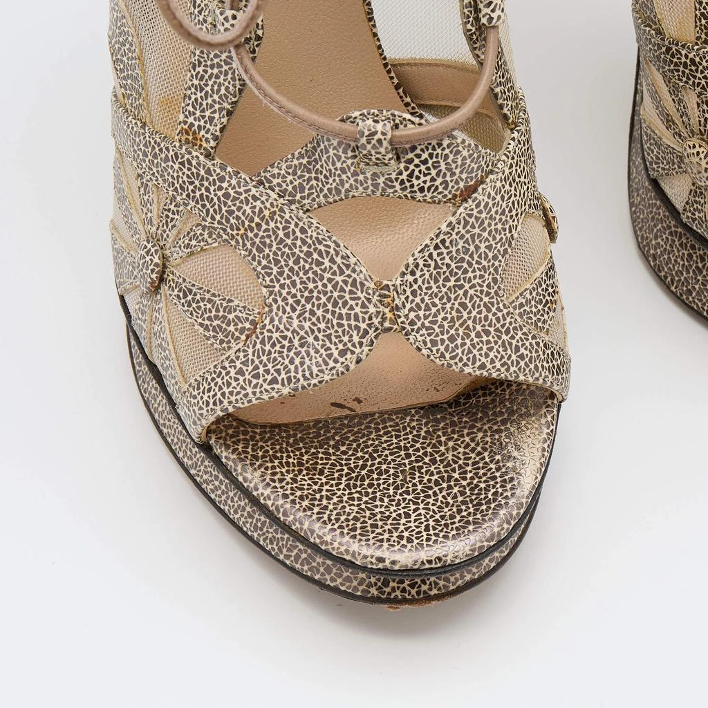 Nicholas Kirkwood Nicholas Kirkwood Brown/Beige Leather and Mesh Lace Up Platform Sandals Size 37 7
