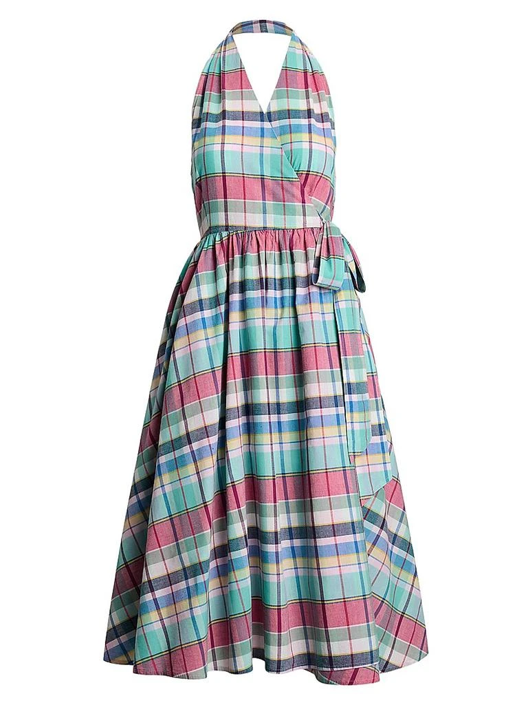 Plaid Cotton Halterneck Wrap Midi-Dress – On Sale Now with Up to 71% Off
