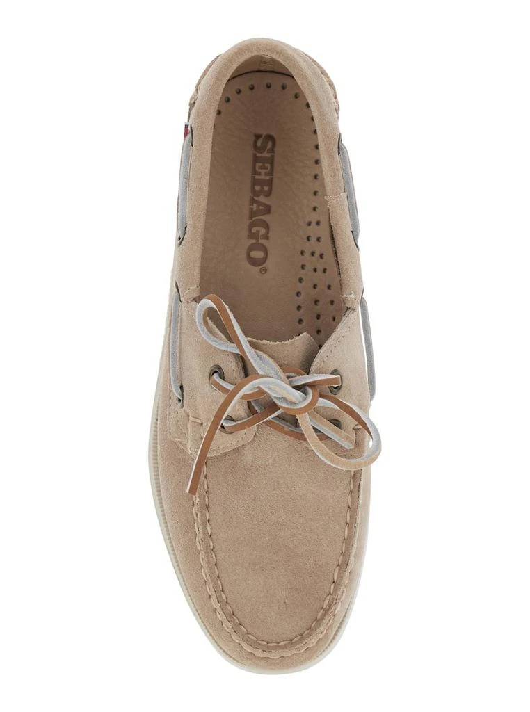 SEBAGO portland Dockside Beige Loafers With Decorative Laces On The Sides And Contrasting Stitching In Suede Woman 2